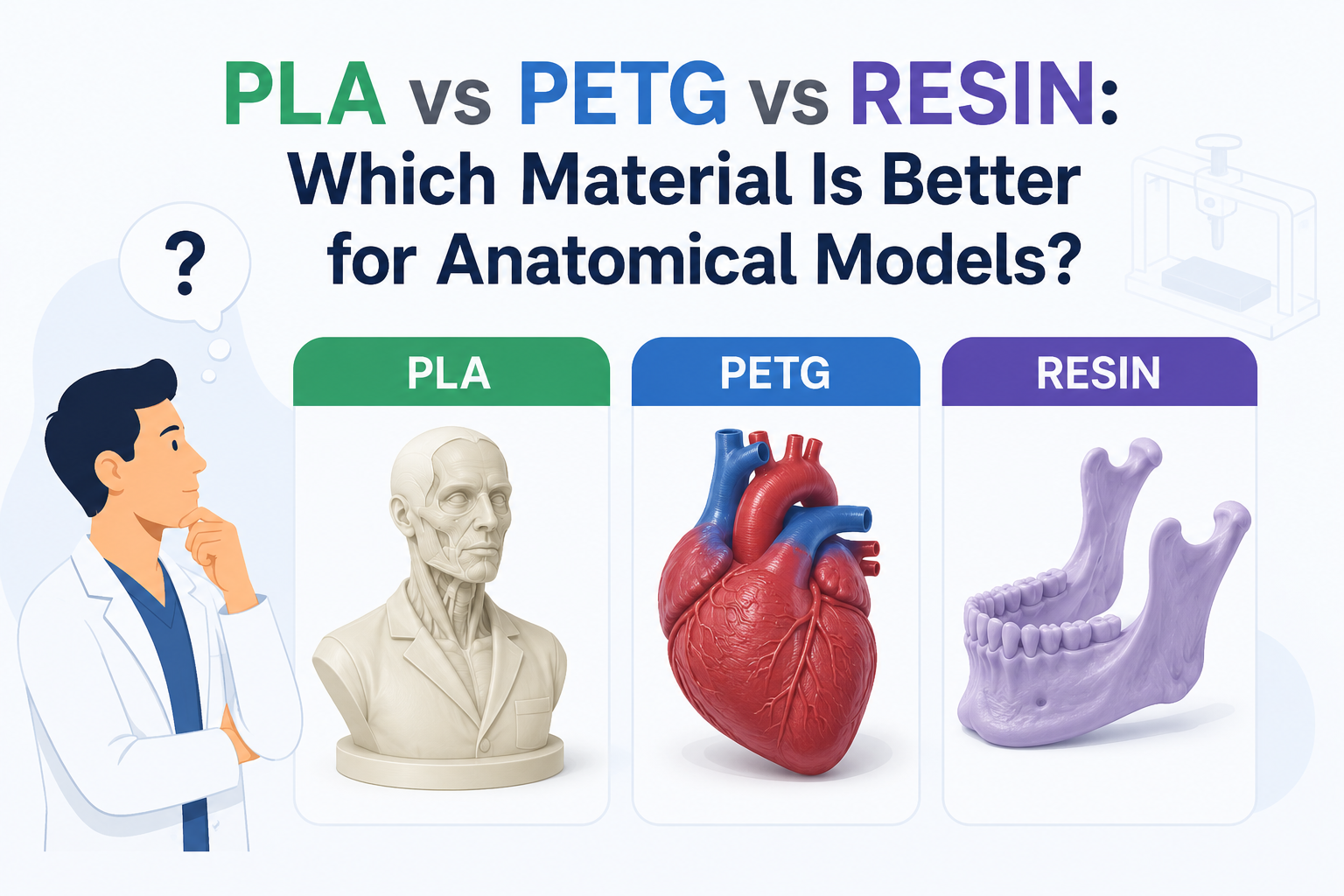 PLA vs PETG vs Resin: Which Material Is Better for Anatomical Models?
