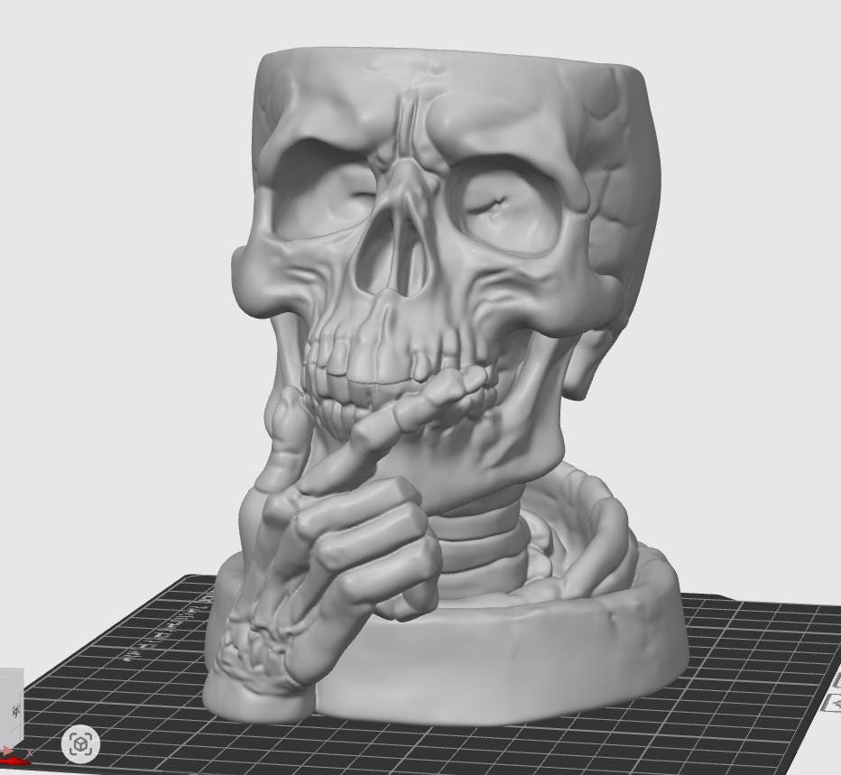 Thinking Skull Organizer Planter | Gothic Pen Holder, Dark Academia Decor (120mm-150mm)