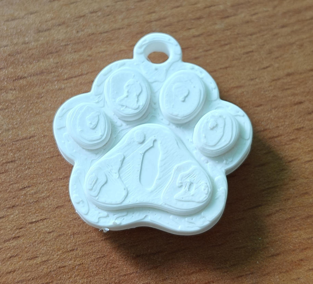 70mm Bold 3D Paw Print Keychain | Pet Lover Memorial Bag Tag | PLA Sculpture