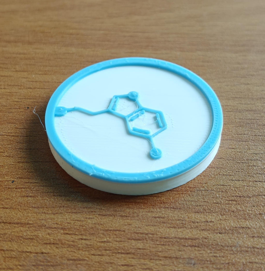 Seratonin Molecule Coaster Set | Pack of 5 | 100mm Heat-Resistant PETG