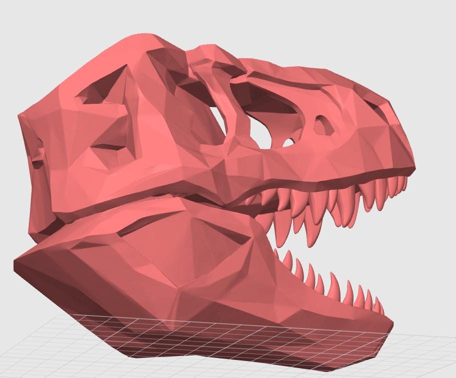 Geometric T-Rex Skull | Low Poly Dinosaur Art | Prehistoric Desk Decor | Modern T-Rex Fossil Sculpture