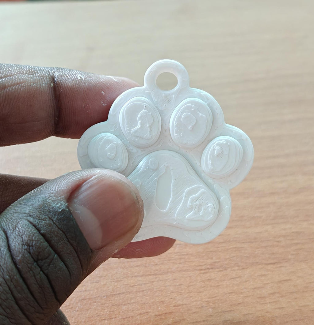 70mm Bold 3D Paw Print Keychain | Pet Lover Memorial Bag Tag | PLA Sculpture