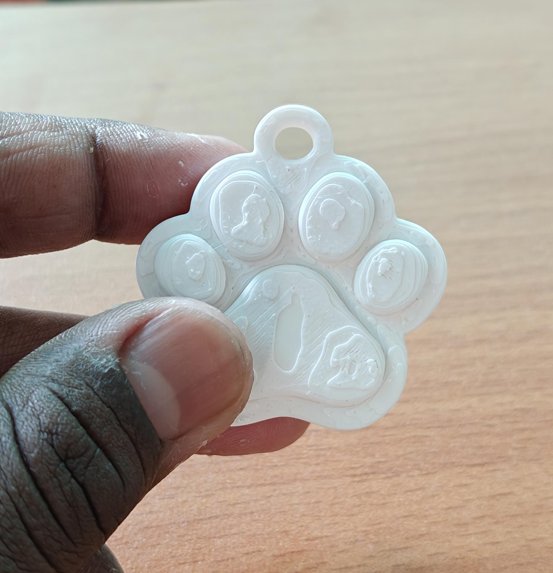 70mm Bold 3D Paw Print Keychain | Pet Lover Memorial Bag Tag | PLA Sculpture