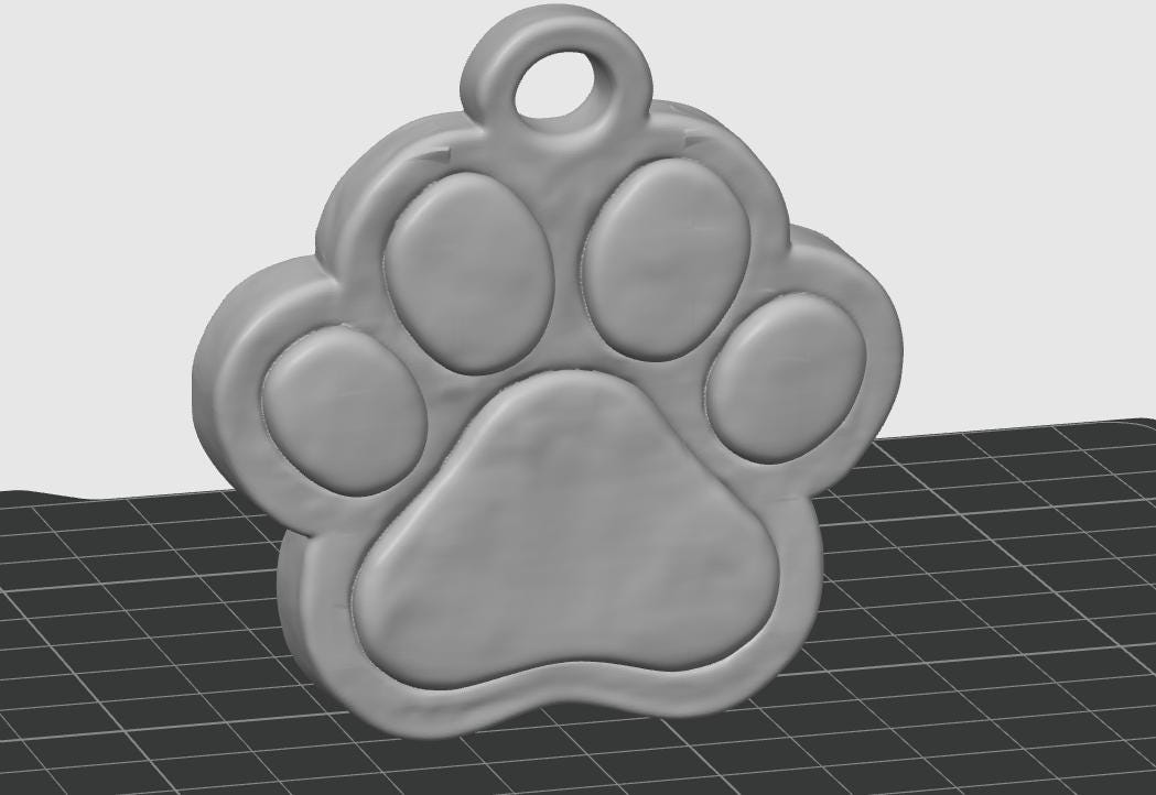 70mm Bold 3D Paw Print Keychain | Pet Lover Memorial Bag Tag | PLA Sculpture