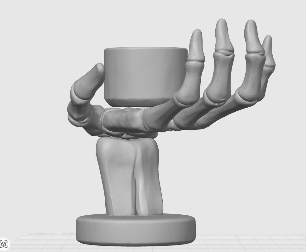 Anatomical Skeleton Hand Candle Holder | Gothic Home Decor | Unique Desk & Spooky Table Accessory | Tealight or Pillar Stand