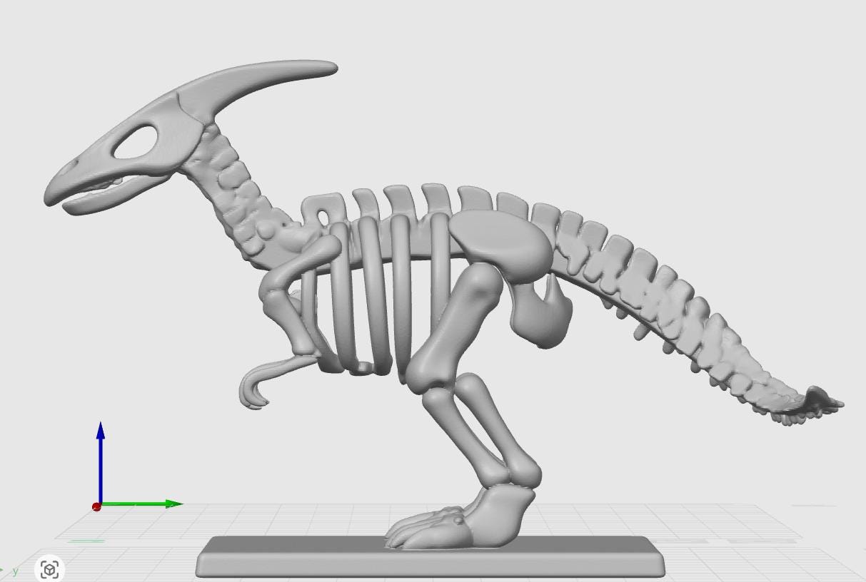 Minimalist Parasaurolophus Skeletal Gift| Iconic Crested Dinosaur Sculpture | Paleontology Office Decor | Modern Museum-Style Collectible