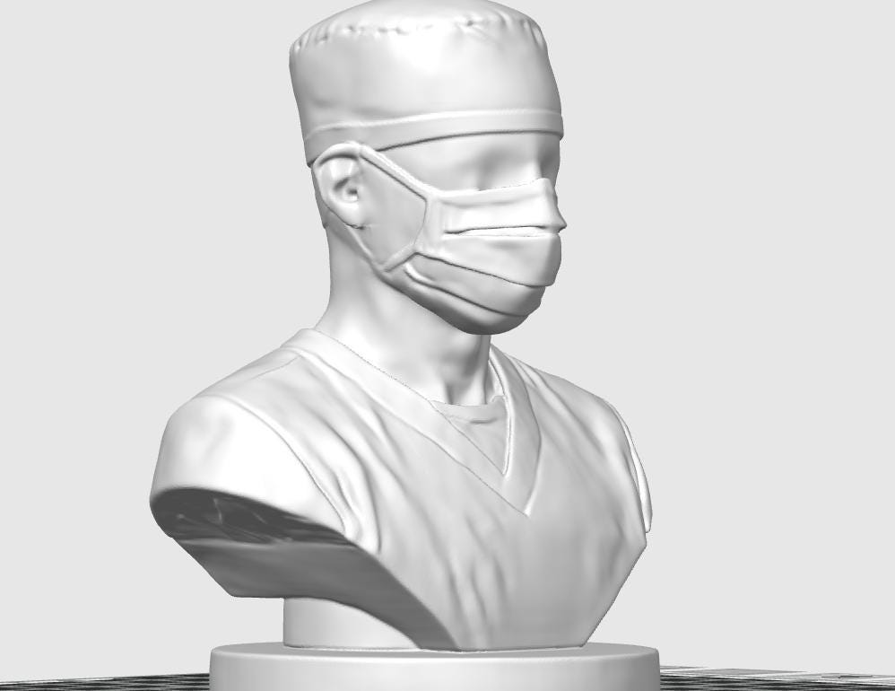Miniature Surgeon Bust | Operative Professional Desk Decor | Surgical Specialist Sculpture | Residency & Fellowship Graduation Gift
