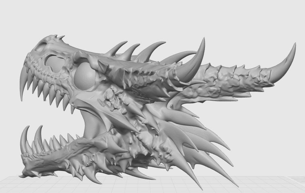 Anatomical Dragon Skull Fossil | Dragon Bone Desk Decor | D&D Fantasy Prop | Mythical Creature Skeleton