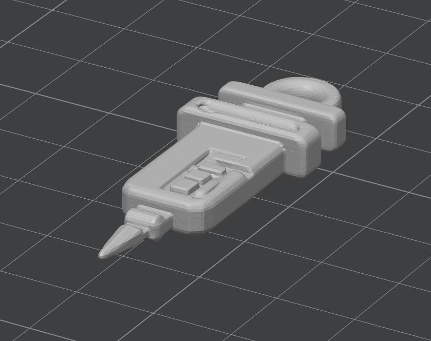 Flat Syringe Keychain | Medical PLA Accessory, Healthcare Gift