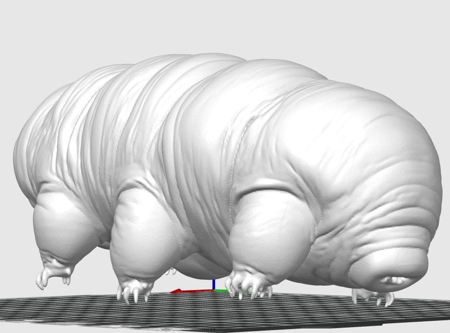 Giant Tardigrade Sculpture | Realistic Water Bear Scientific Model, 175mm Desk Art