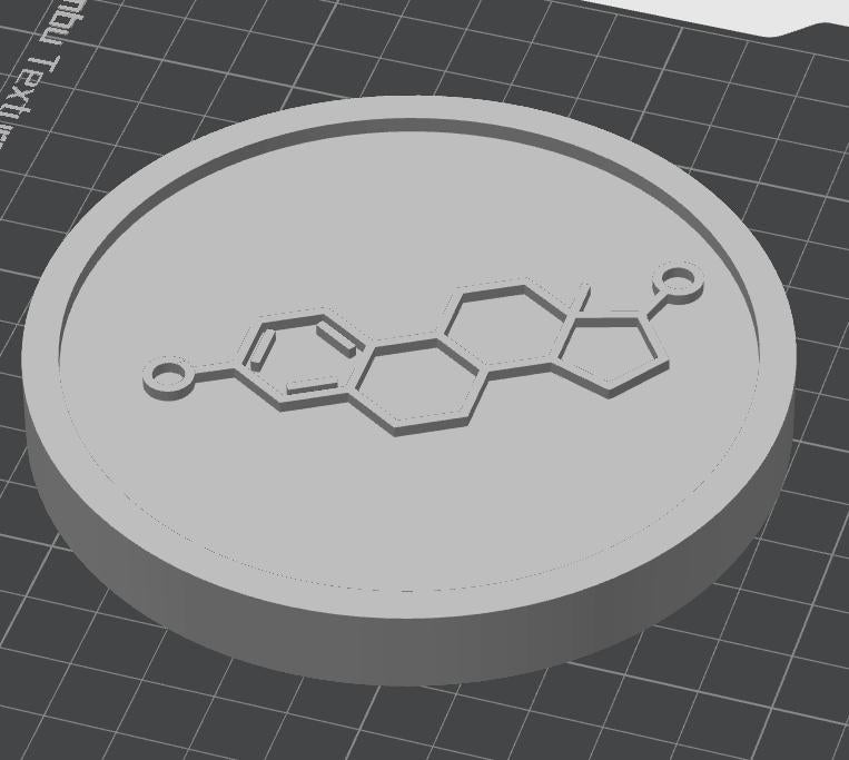 Estrogen Molecule Coaster Set | Pack of 5 | 100mm Heat-Resistant PETG