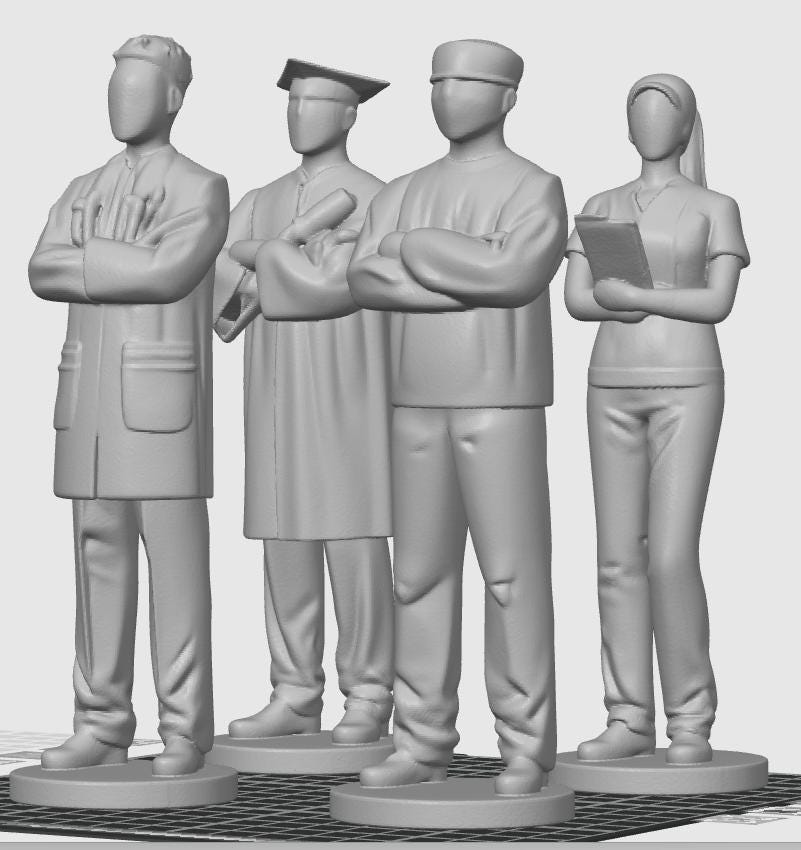 Custom Medical Professional Miniature Statue | Doctor, Nurse, Graduate Desktop Sculpture Gifts