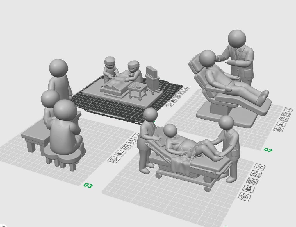 150mm Medical Specialty Diorama | Healthcare Scene Miniature | Professional Medical Gift