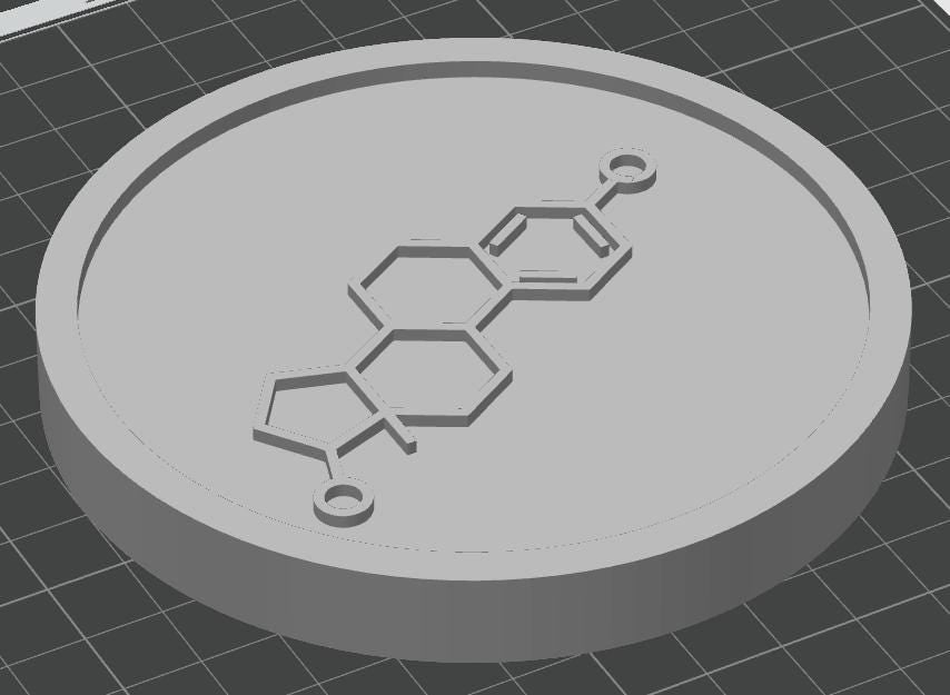 Estrogen Molecule Coaster Set | Pack of 5 | 100mm Heat-Resistant PETG