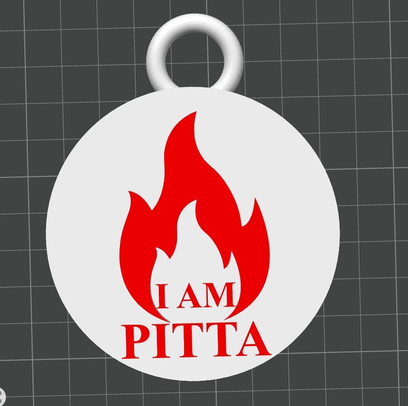Custom Pitta Keychain | Personalized Ayurveda Accessory | 3D Printed Wellness ID Wearable