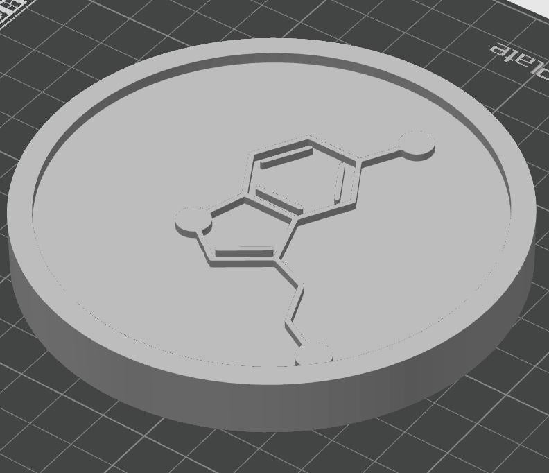 Seratonin Molecule Coaster Set | Pack of 5 | 100mm Heat-Resistant PETG