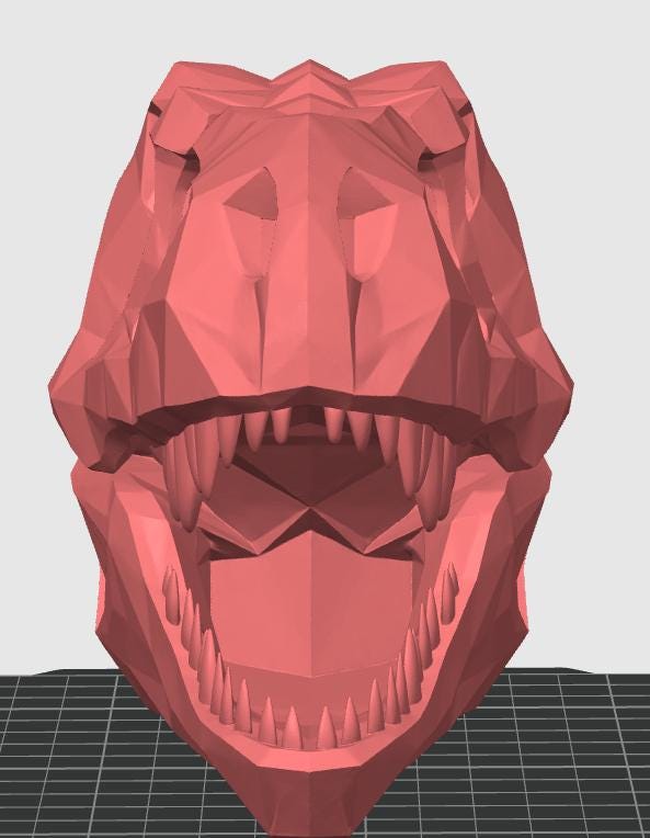 Geometric T-Rex Skull | Low Poly Dinosaur Art | Prehistoric Desk Decor | Modern T-Rex Fossil Sculpture