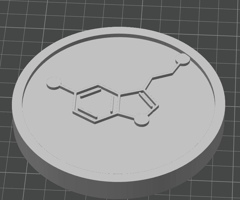 Seratonin Molecule Coaster Set | Pack of 5 | 100mm Heat-Resistant PETG