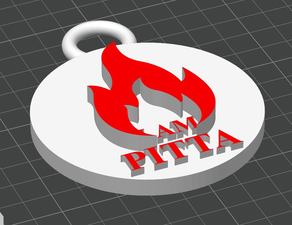 Custom Pitta Keychain | Personalized Ayurveda Accessory | 3D Printed Wellness ID Wearable