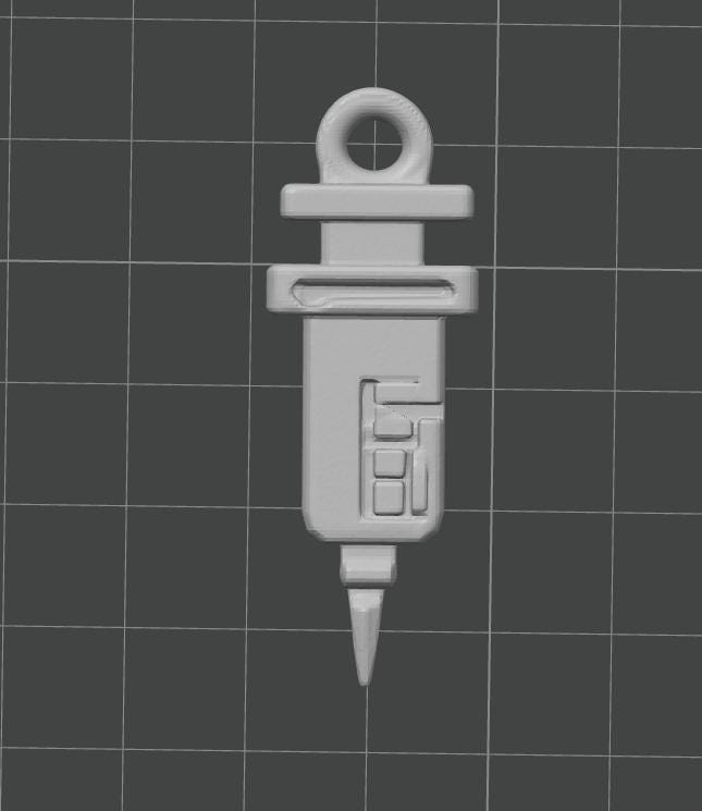 Flat Syringe Keychain | Medical PLA Accessory, Healthcare Gift