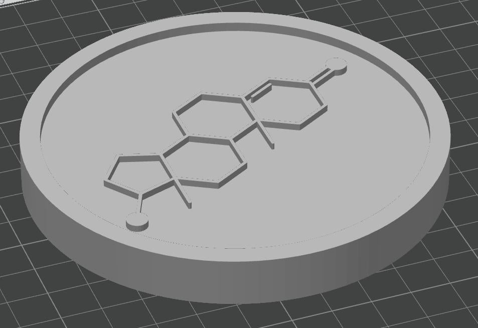 Testosterone Molecule Coasters | Heat-Resistant PETG | Medical Office Decor Set