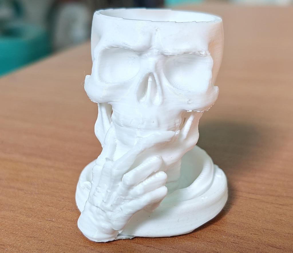 Thinking Skull Organizer Planter | Gothic Pen Holder, Dark Academia Decor (120mm-150mm)