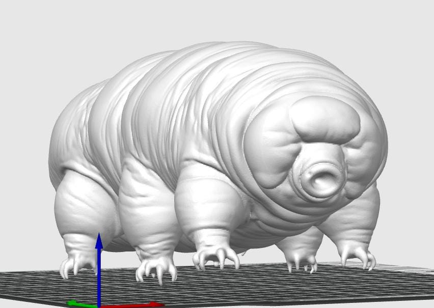 Giant Tardigrade Sculpture | Realistic Water Bear Scientific Model, 175mm Desk Art