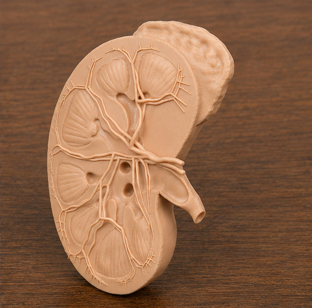 Anatomical Cross-Sectional Human Kidney Model | 3D Printed Renal Pathology Display | Nephrology & Urology Consultation Prop | 175mm or 245mm